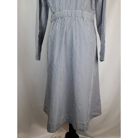 J. Crew NWT Women's Long Sleeve Shirt Dress Blue/White Stripe Poplin Size 10 - Picture 7 of 10
